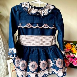 Navy Blue and Pink Kids Dress